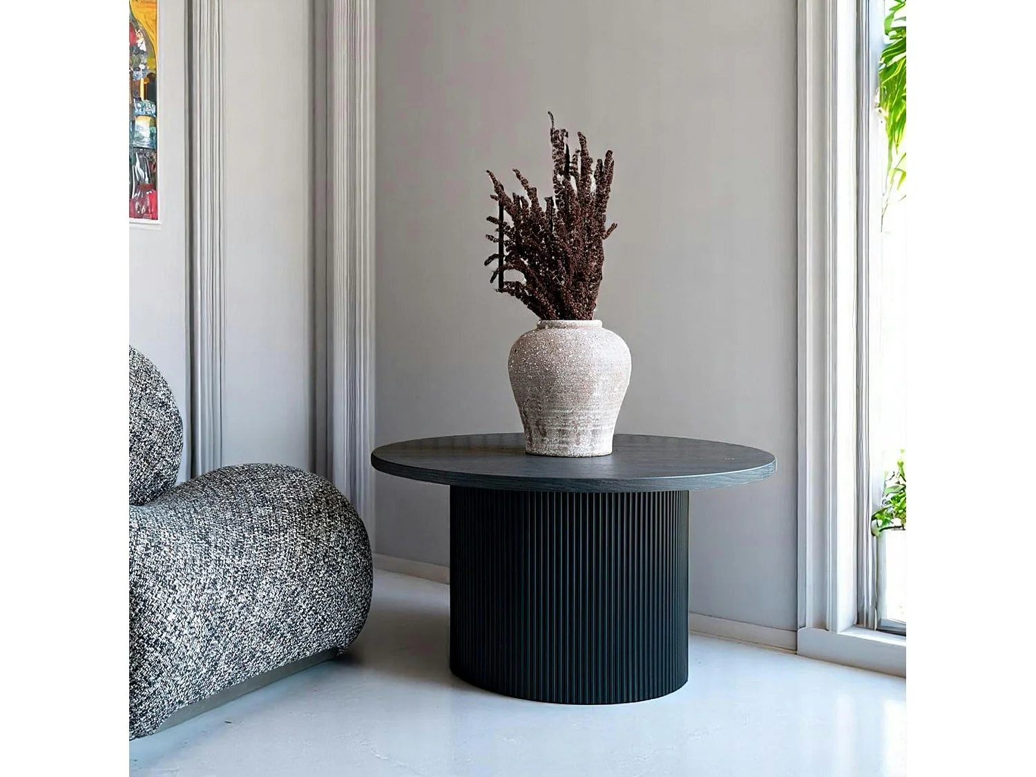 Table basse ronde effet bois foncé ø80 cm MATERA