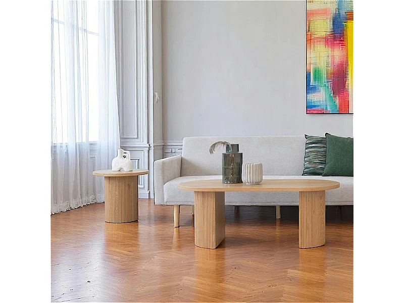 Table basse ovale effet bois blond MATERA