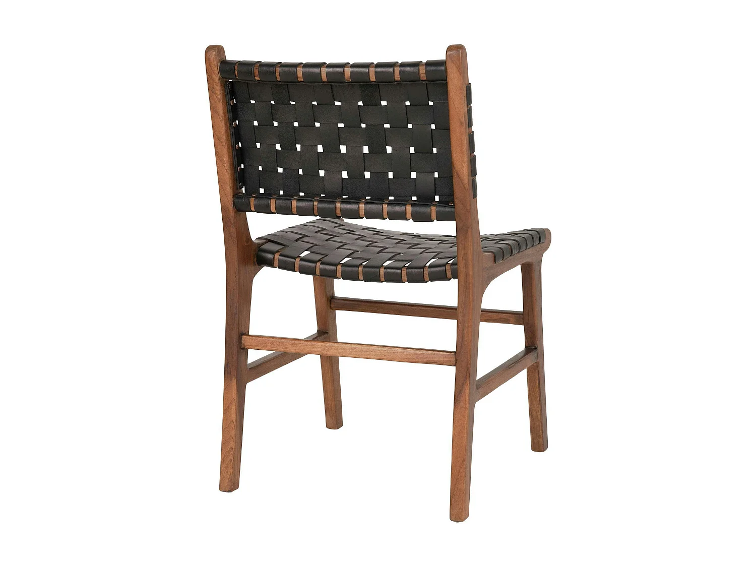 Chaise en bois et cuir tressé noir (lot de 2) MENDOZA