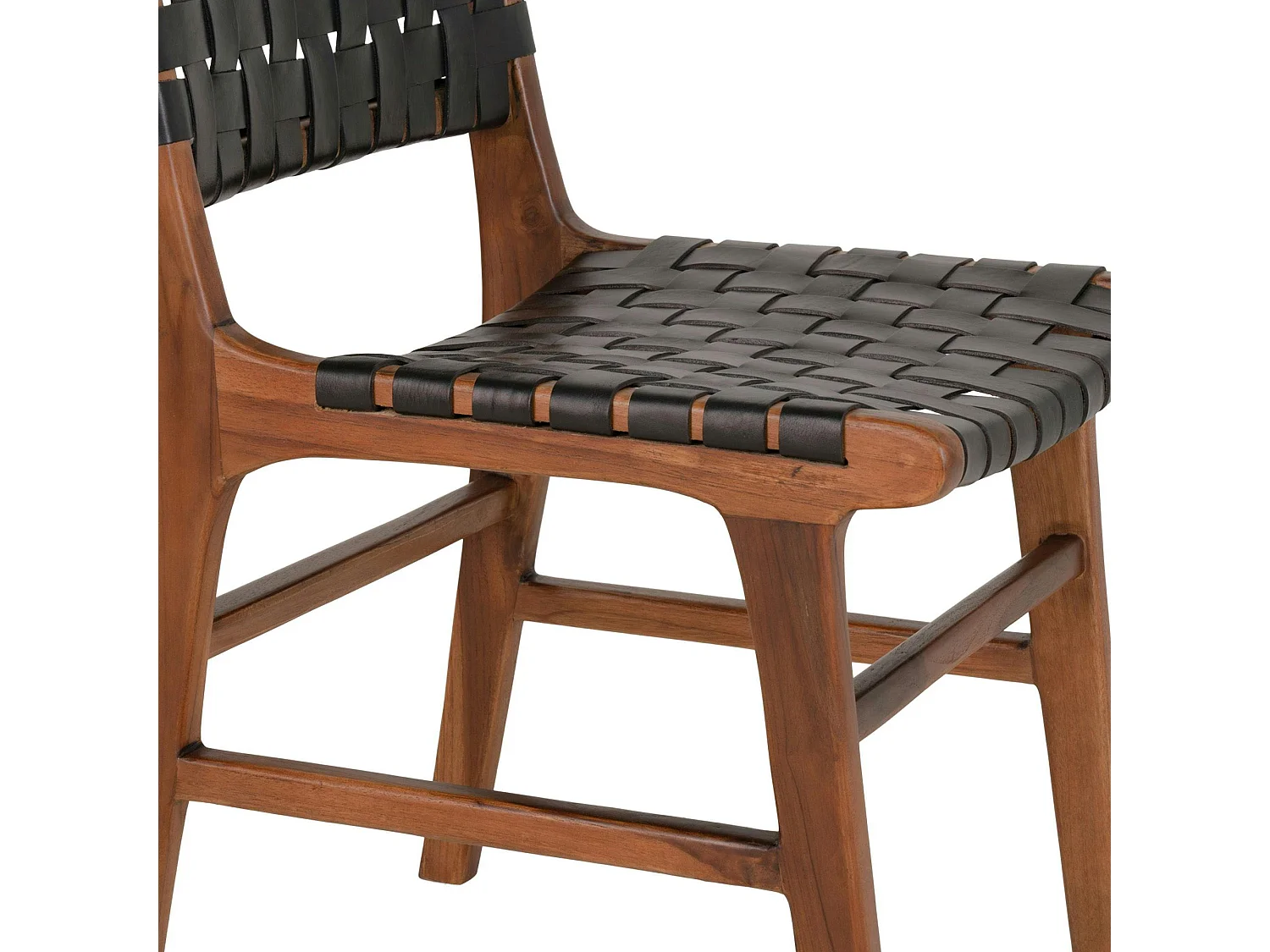 Chaise en bois et cuir tressé noir (lot de 2) MENDOZA