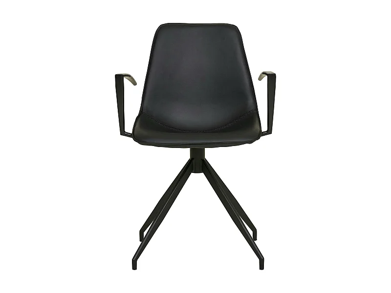 Chaise pivotante noire avec accoudoirs et motif couture (lot de 2) AMSTERDAM