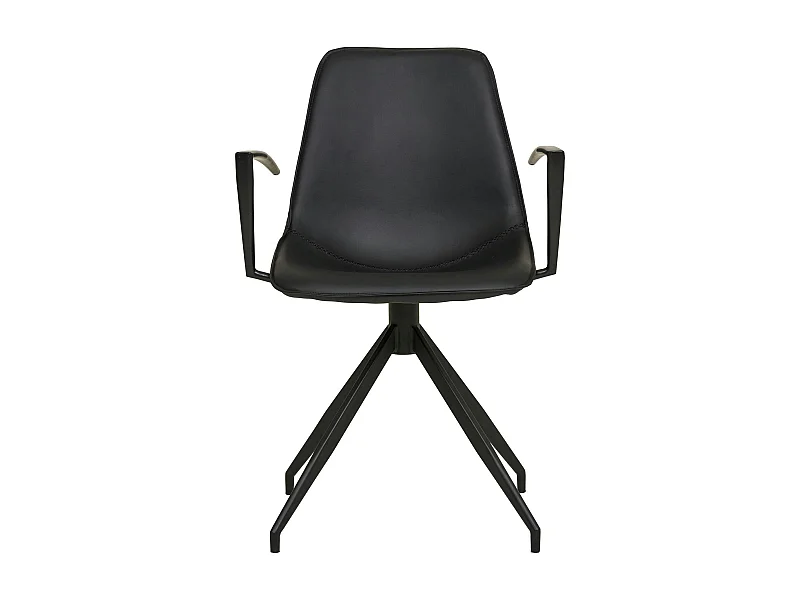 Chaise pivotante noire avec accoudoirs et motif couture (lot de 2) AMSTERDAM