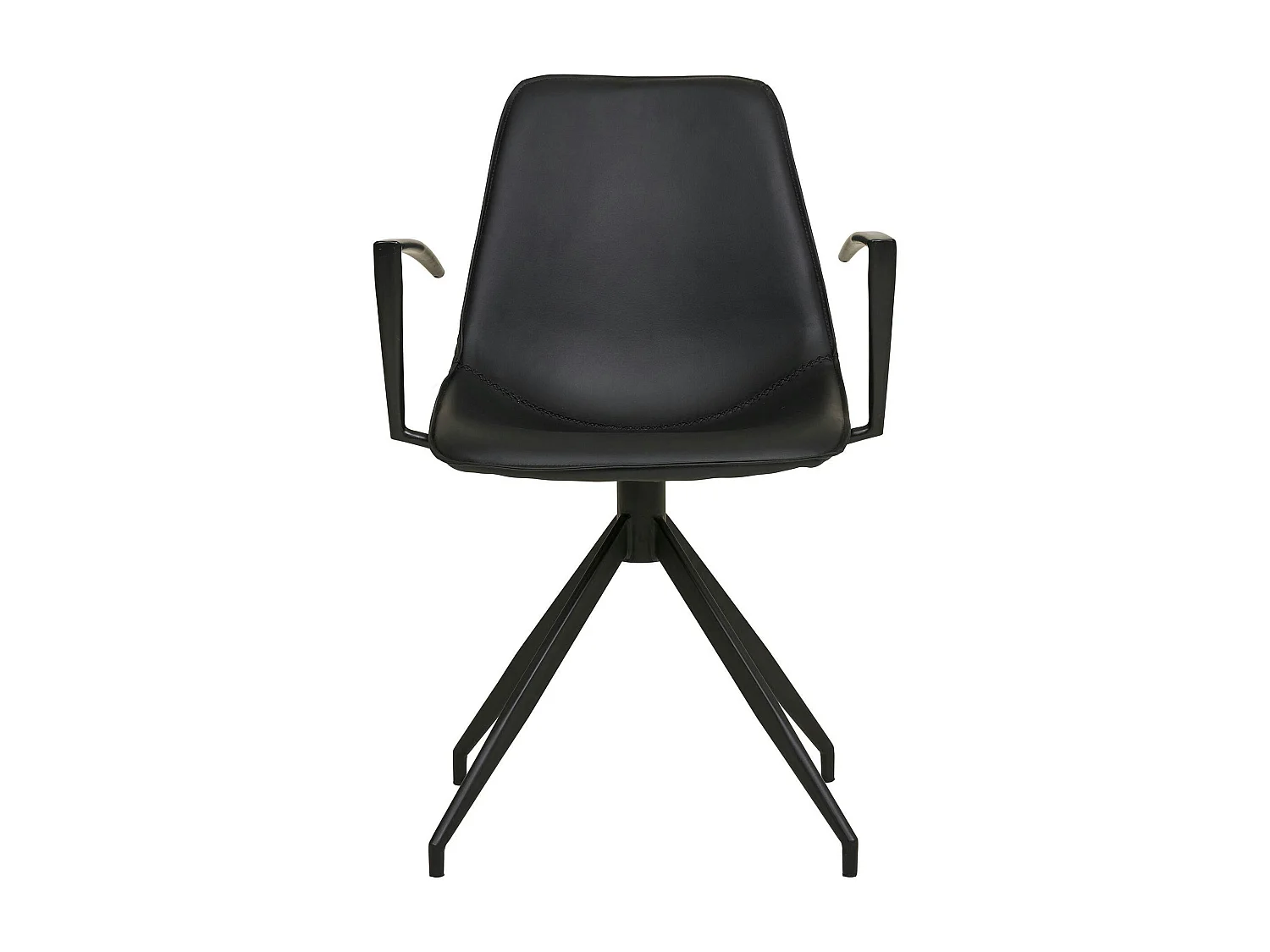 Chaise pivotante noire avec accoudoirs et motif couture (lot de 2) AMSTERDAM