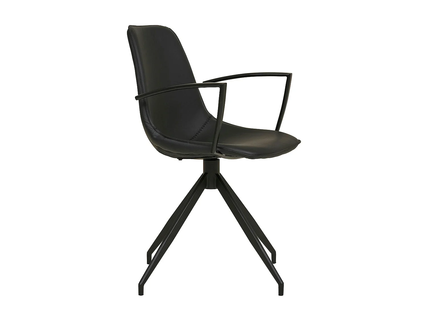 Chaise pivotante noire avec accoudoirs et motif couture (lot de 2) AMSTERDAM