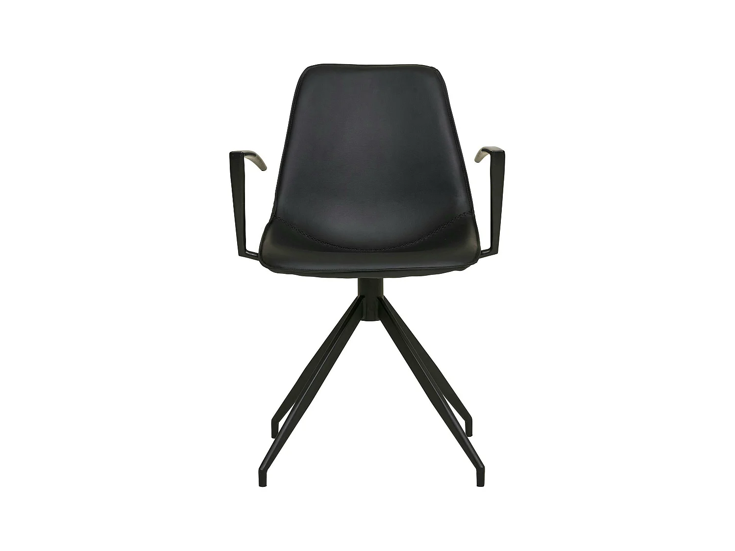 Chaise pivotante noire avec accoudoirs et motif couture (lot de 2) AMSTERDAM