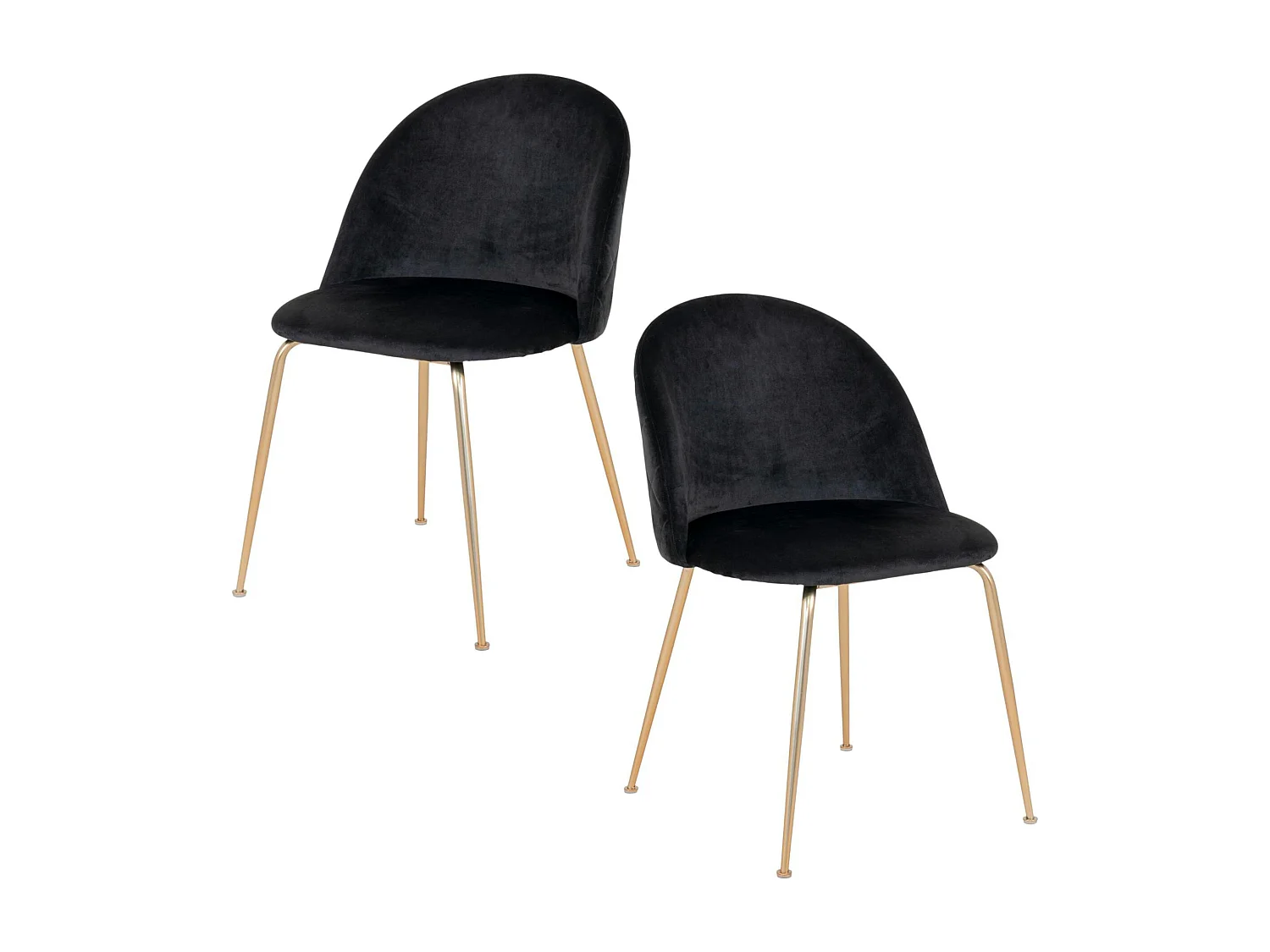 Chaise en velours noir à dossier rond (lot de 2) MONTREUX