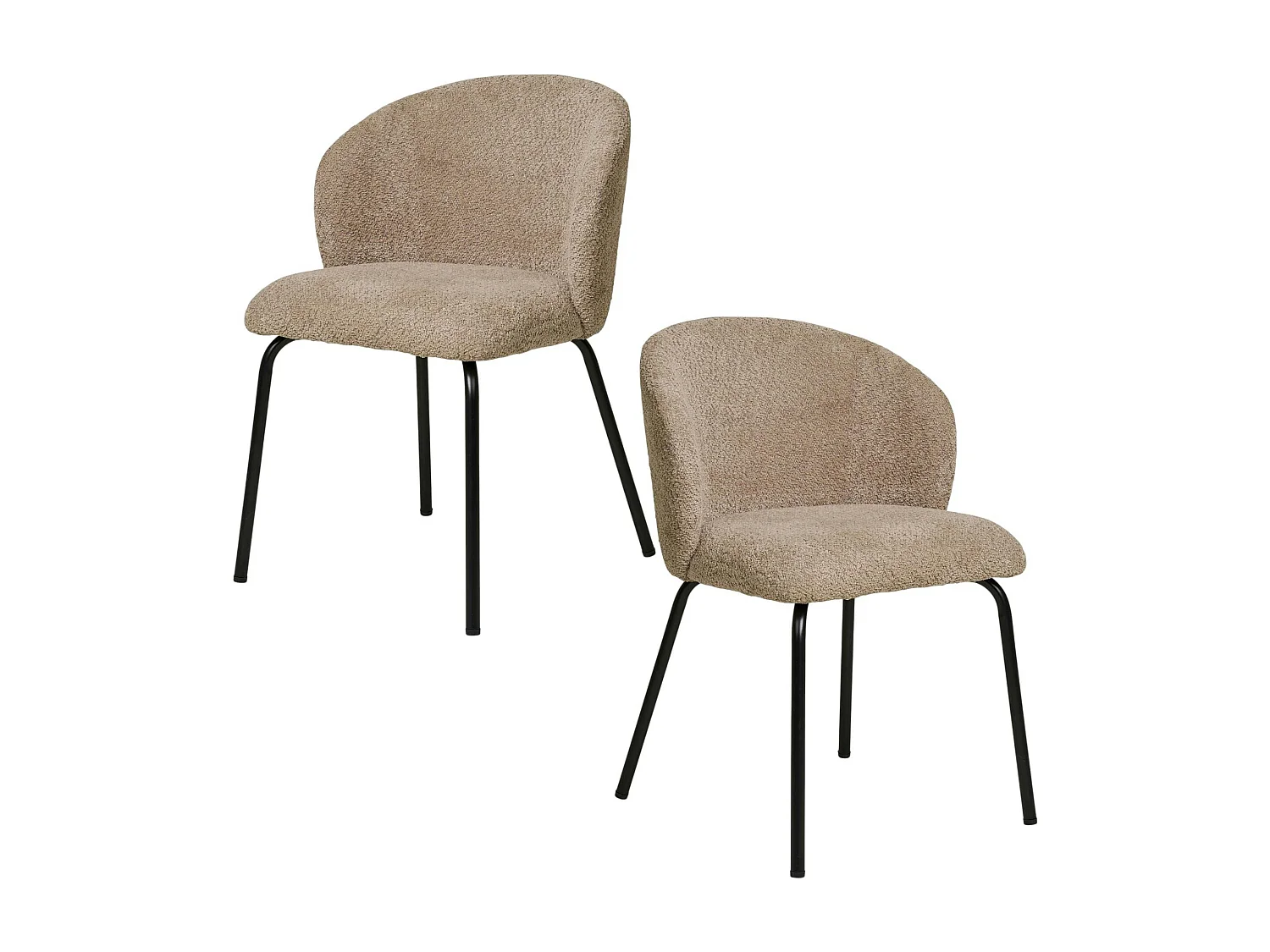 Chaise beige en bouclette avec dossier rond (lot de 2) MONTREUX