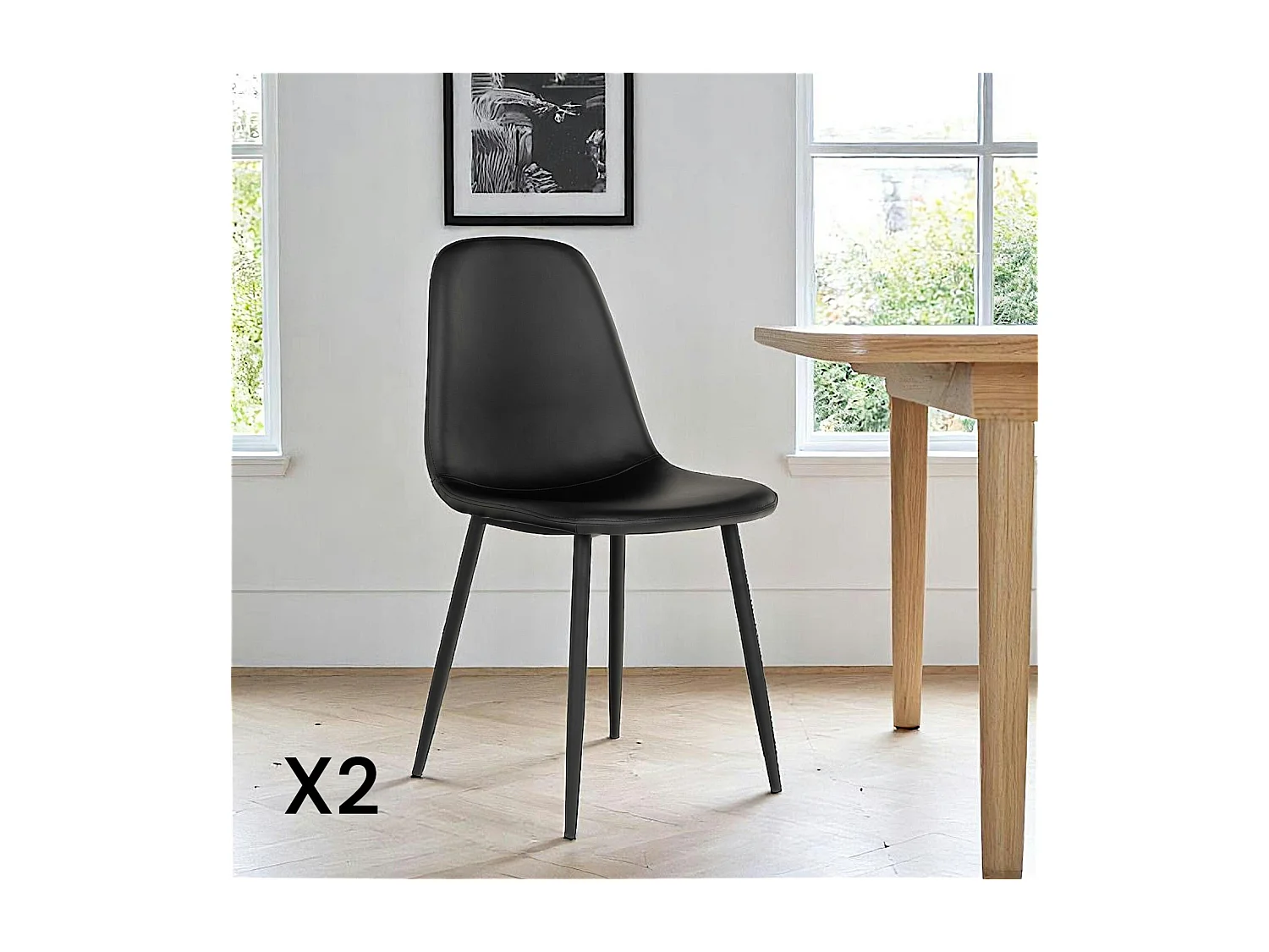 Chaise de salle à manger noire (lot de 2) BERLIN