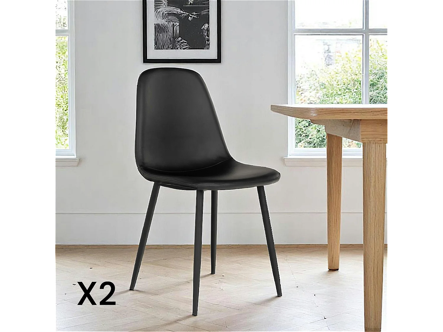 Chaise de salle à manger noire (lot de 2) BERLIN