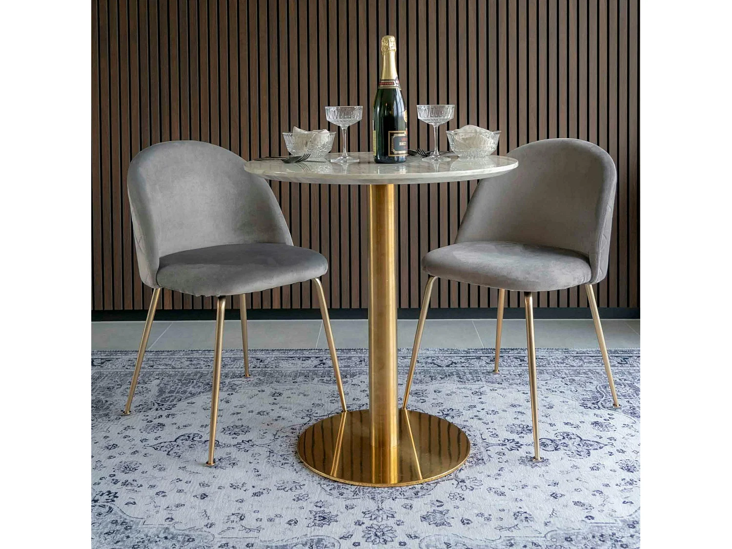 Chaise en velours gris à dossier rond (lot de 2) MONTREUX