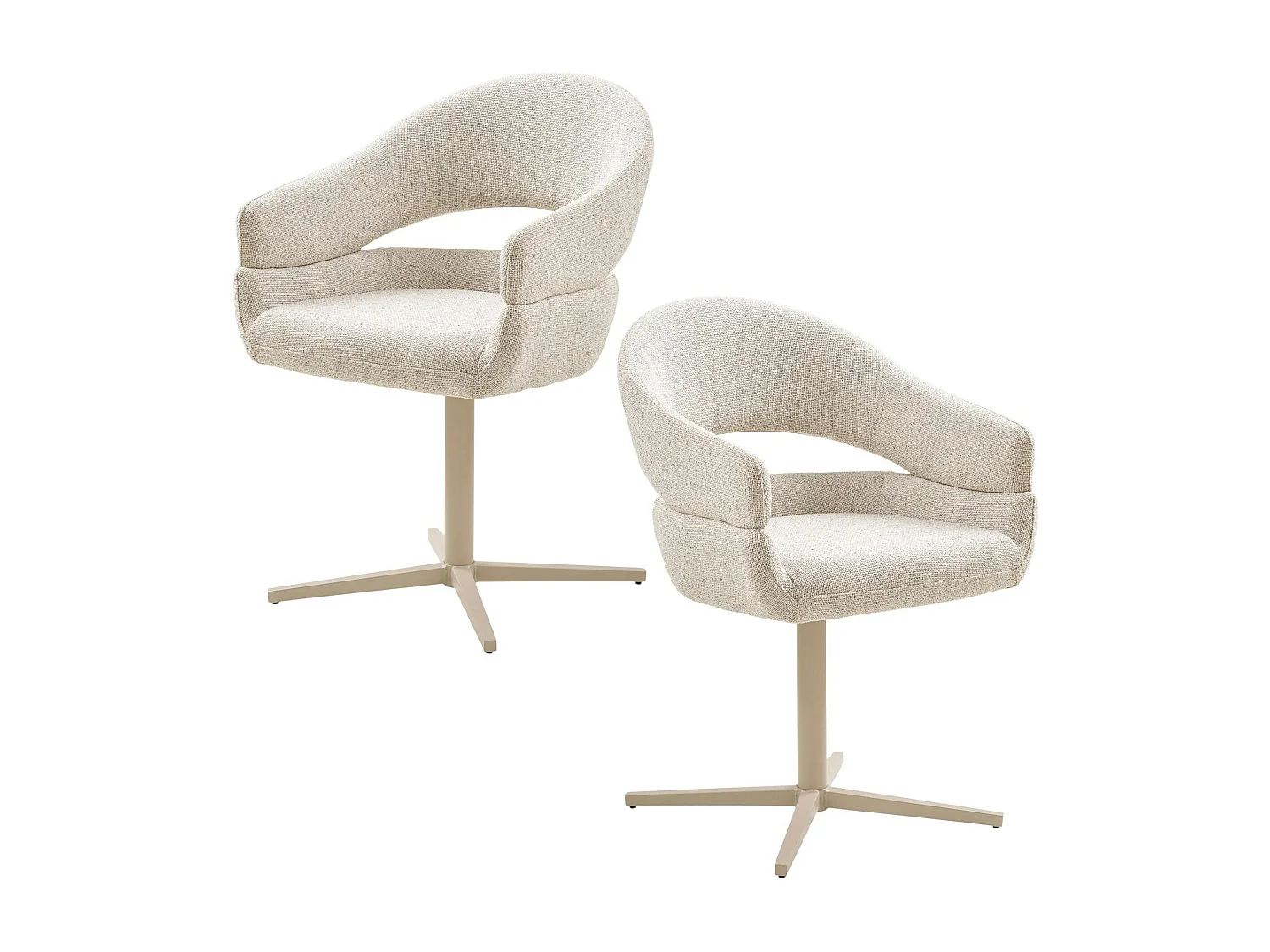 Chaise pivotante beige chiné design avec pied gris (lot de 2) MONTREUX