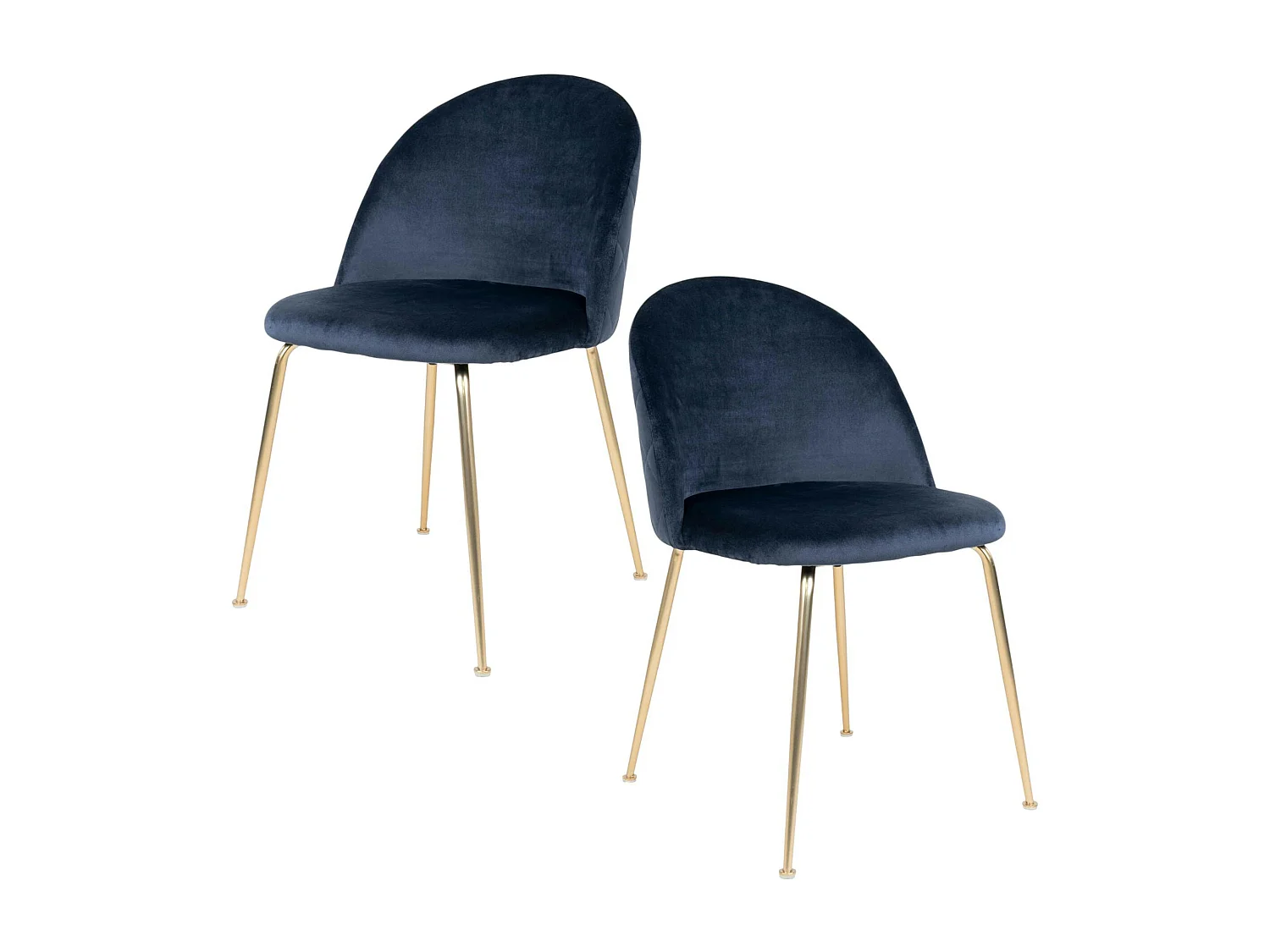 Chaise en velours bleu foncé à dossier rond (lot de 2) MONTREUX