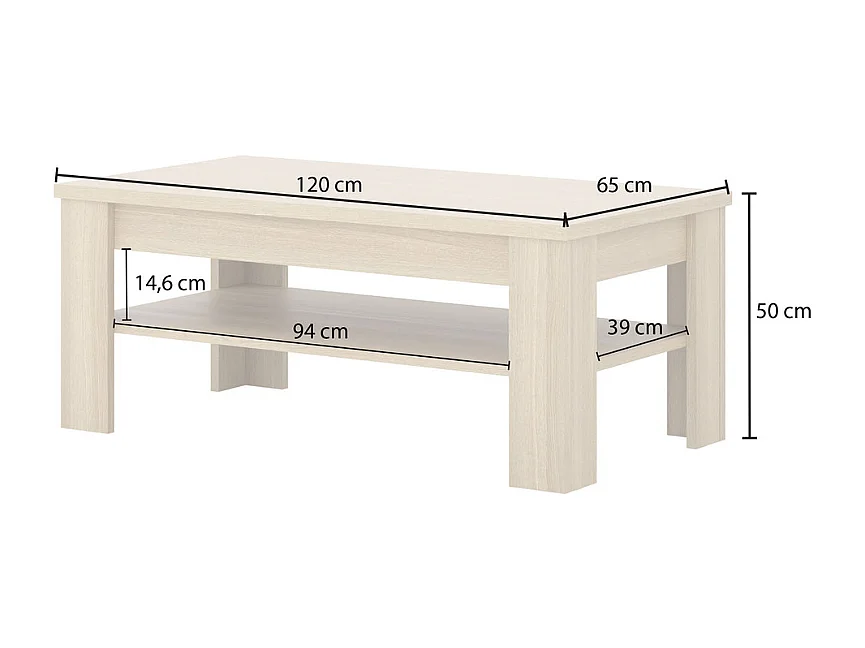 Mesa de centro Lucius madeira 50cm