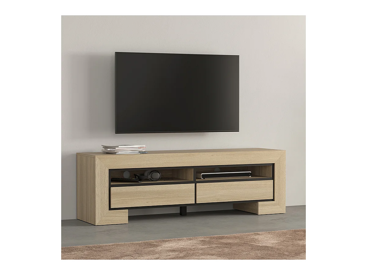 Mobile TV 2 cassetti Lucius marrone e nero 160cm