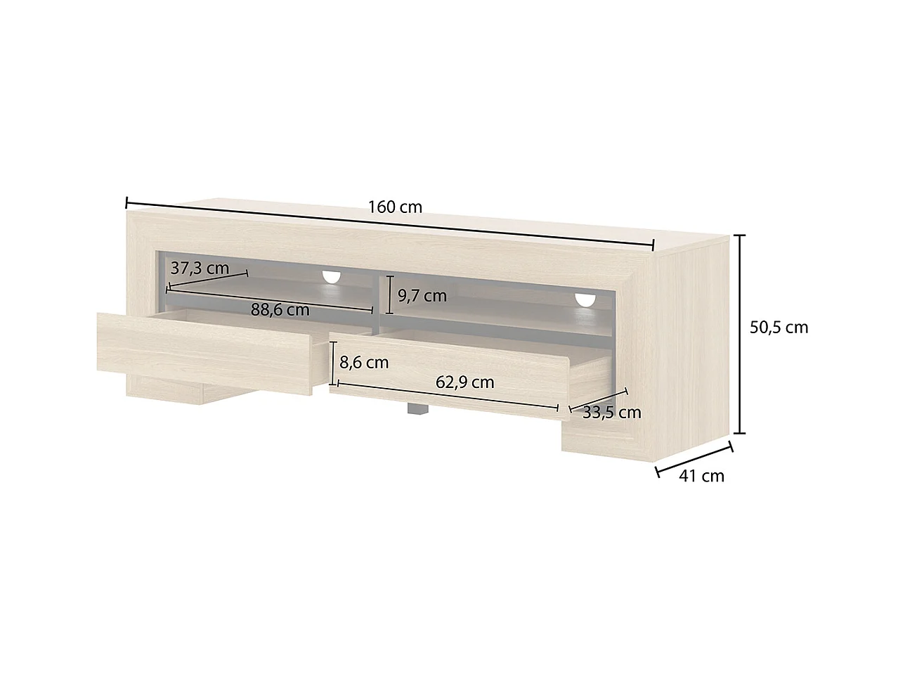 Mobile TV 2 cassetti Lucius marrone e nero 160cm