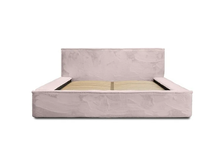 Cama con canapé ORLANE – Rosa Polvo de rosa polar – 160x200 cm – Somier elevable – Diseño de alta gama