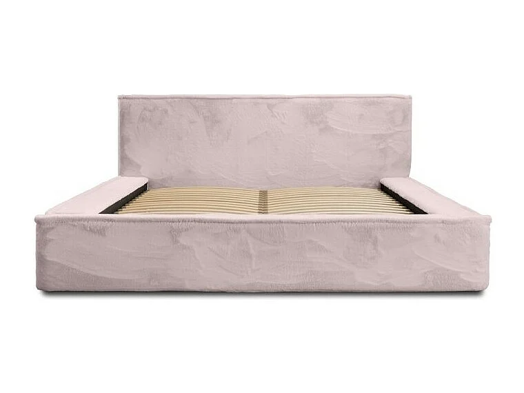 Cama con canapé ORLANE – Rosa Polvo de rosa polar – 160x200 cm – Somier elevable – Diseño de alta gama