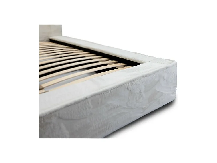 Cama con cajón ORLANE - Beige Arena nacarado polar - 160x200 cm - Somier elevable - Diseño de alta gama