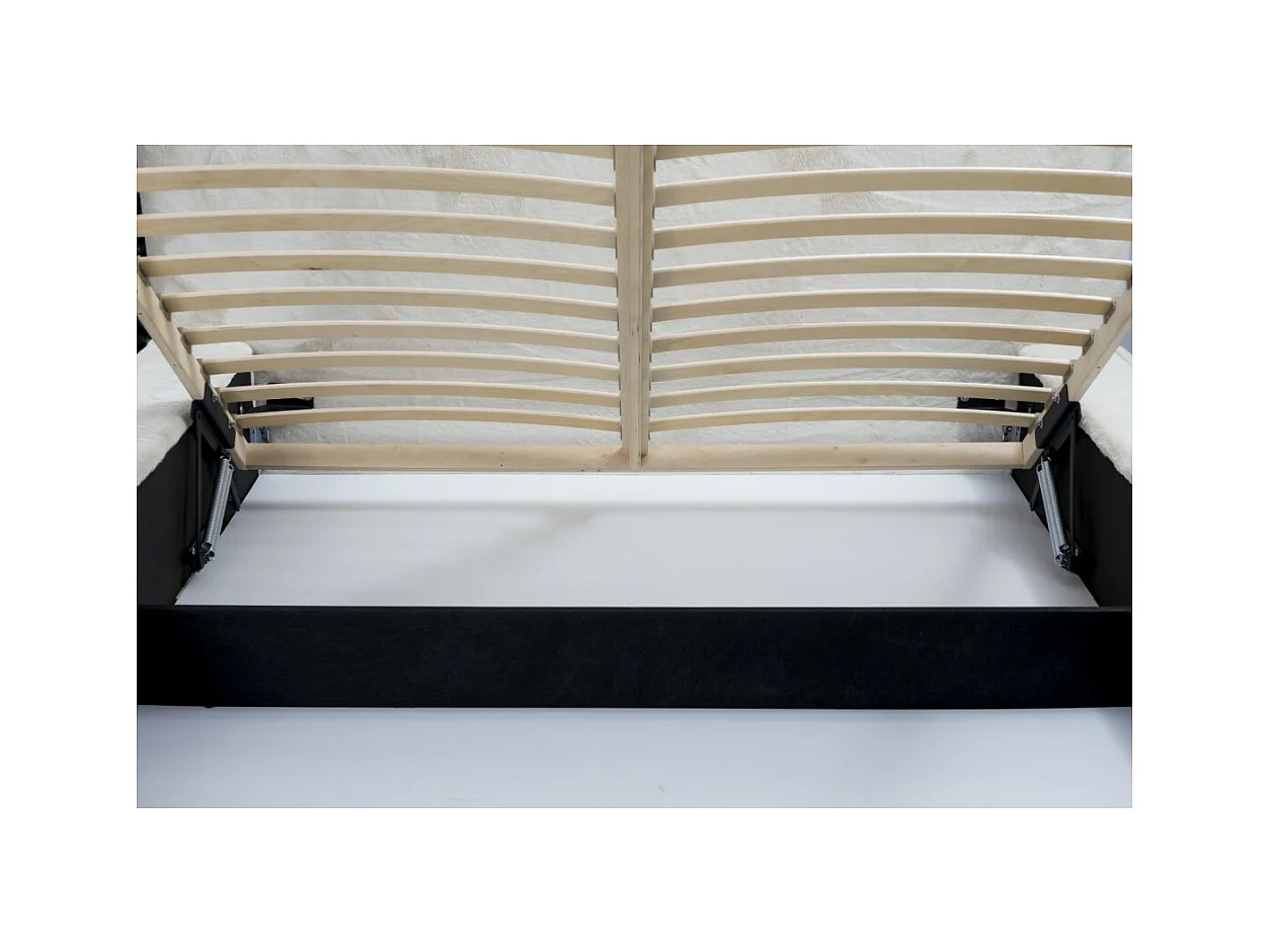 Cama con cajón ORLANE - Beige Arena nacarado polar - 160x200 cm - Somier elevable - Diseño de alta gama