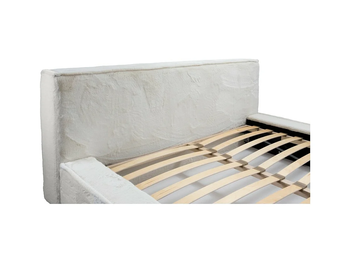 Cama con cajón ORLANE - Beige Arena nacarado polar - 160x200 cm - Somier elevable - Diseño de alta gama