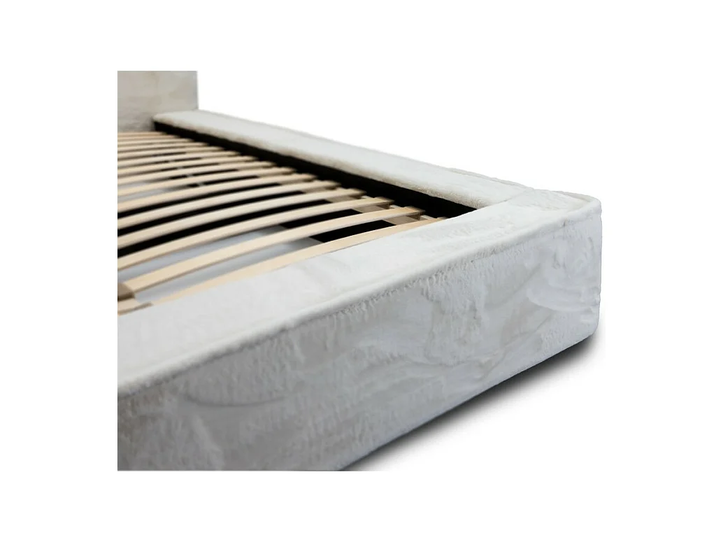 Cama con cajón ORLANE - Beige Arena nacarado polar - 160x200 cm - Somier elevable - Diseño de alta gama