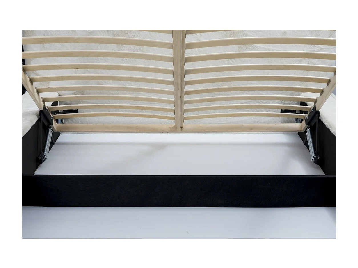 Cama con cajón ORLANE - Beige Arena nacarado polar - 160x200 cm - Somier elevable - Diseño de alta gama