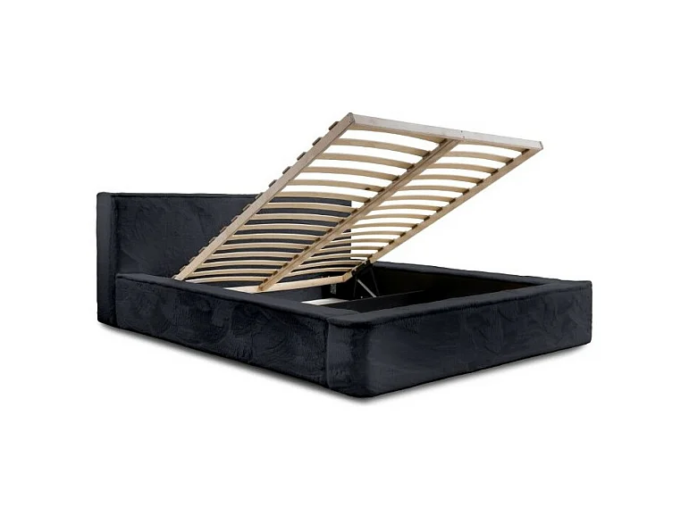 Cama con canapé ORLANE – Negro Pizarra Polar – 140x200 cm – Somier elevable – Diseño de alta gama