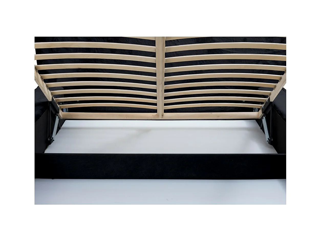 Cama con canapé ORLANE – Negro Pizarra Polar – 140x200 cm – Somier elevable – Diseño de alta gama