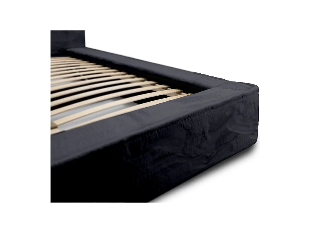 Cama con canapé ORLANE – Negro Pizarra Polar – 140x200 cm – Somier elevable – Diseño de alta gama