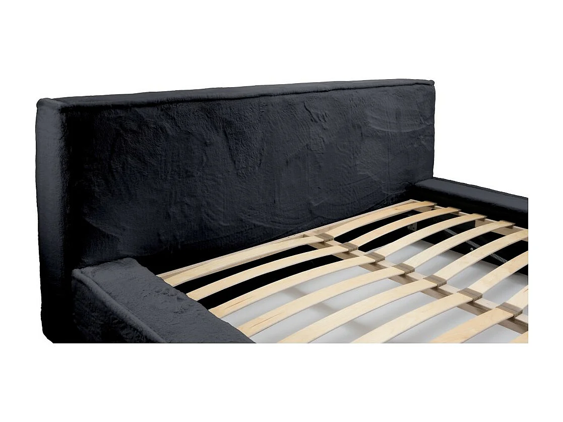 Cama con canapé ORLANE – Negro Pizarra Polar – 140x200 cm – Somier elevable – Diseño de alta gama