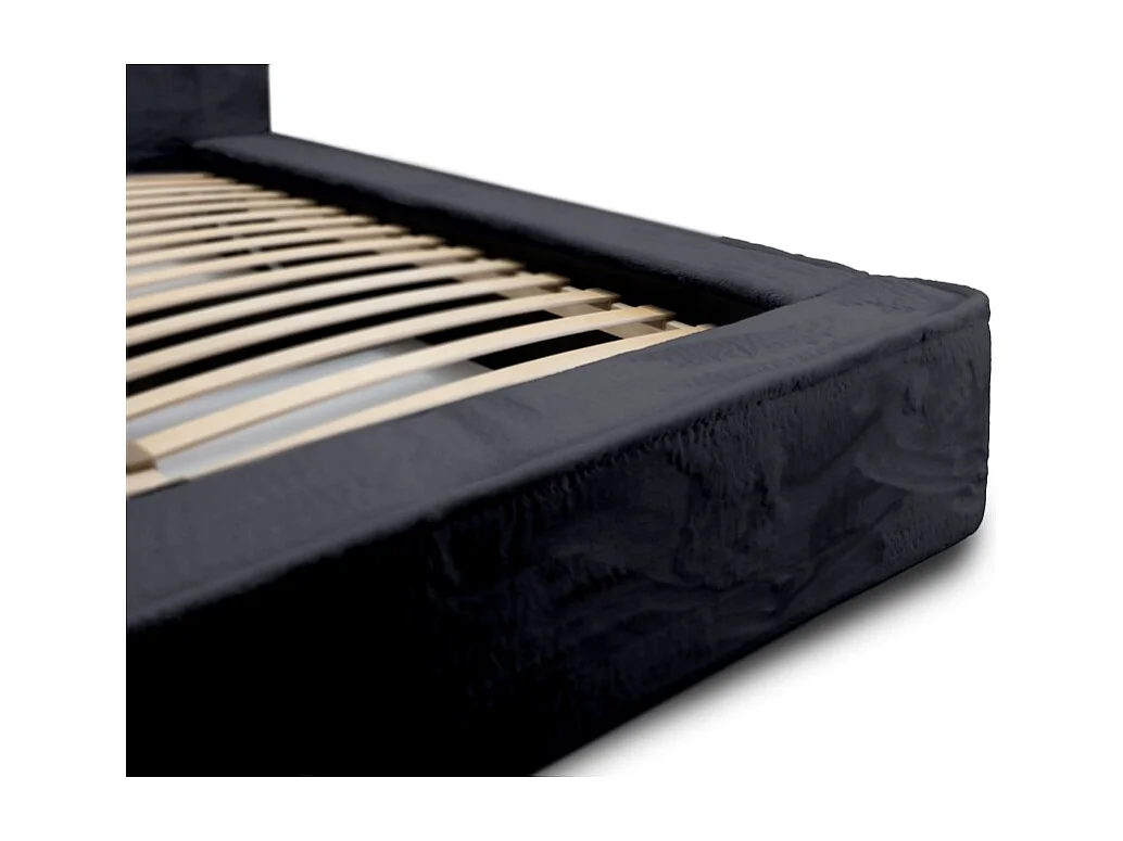 Cama con canapé ORLANE – Negro Pizarra Polar – 140x200 cm – Somier elevable – Diseño de alta gama