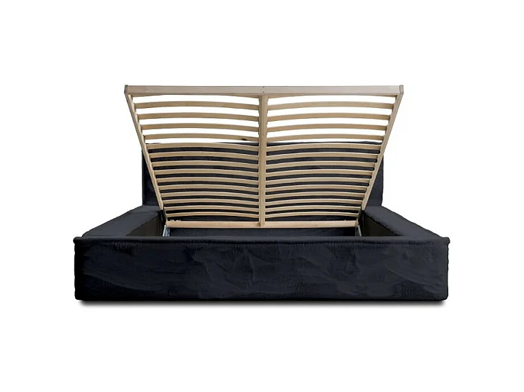 Cama baú ORLANE – Preto Ardósia Polar – 180x200 cm – Estrado elevatório – Design de alta qualidade