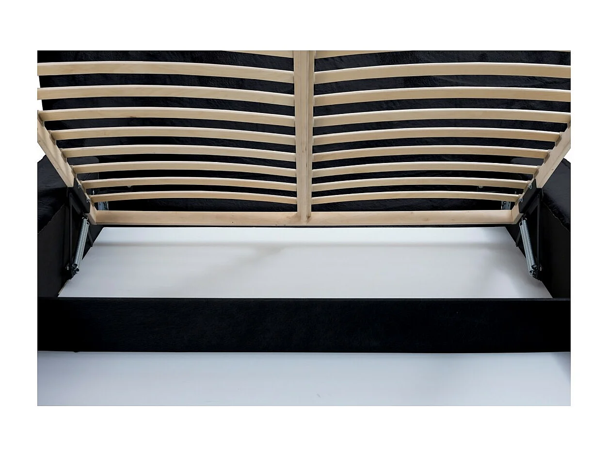 Cama baú ORLANE – Preto Ardósia Polar – 180x200 cm – Estrado elevatório – Design de alta qualidade