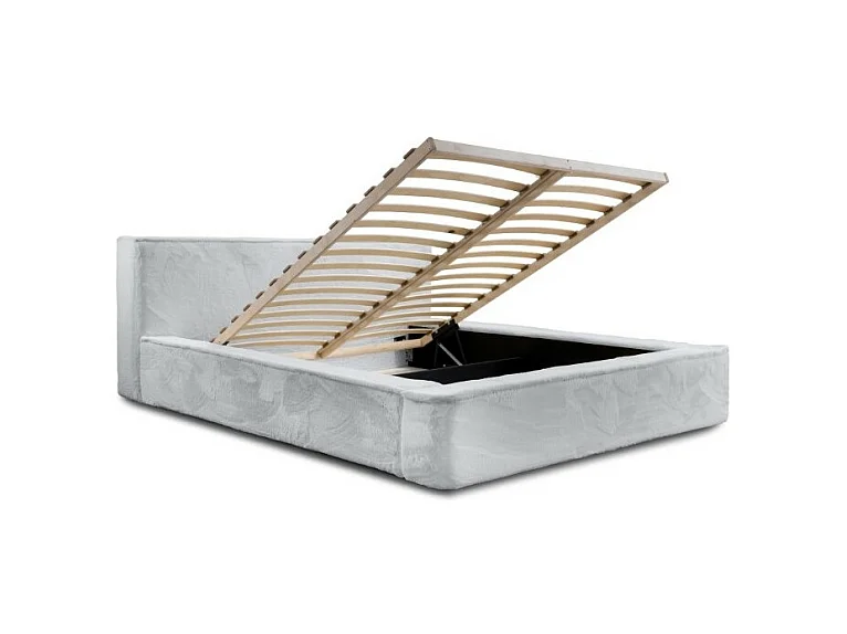 Cama con canapé ORLANE – Blanco Nube Polar – 160x200 cm – Somier elevable – Diseño de alta gama