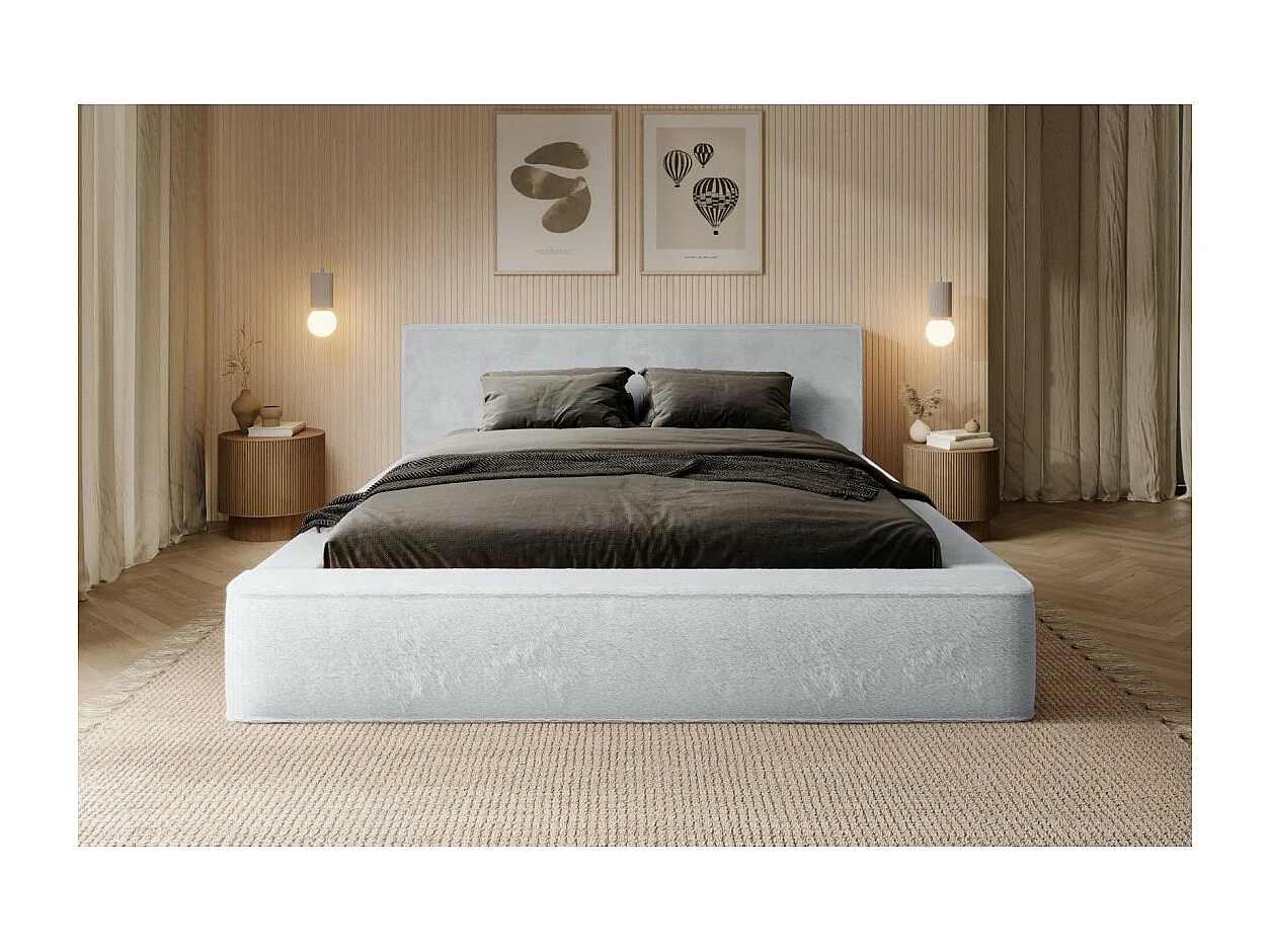Cama con canapé ORLANE – Blanco Nube Polar – 160x200 cm – Somier elevable – Diseño de alta gama