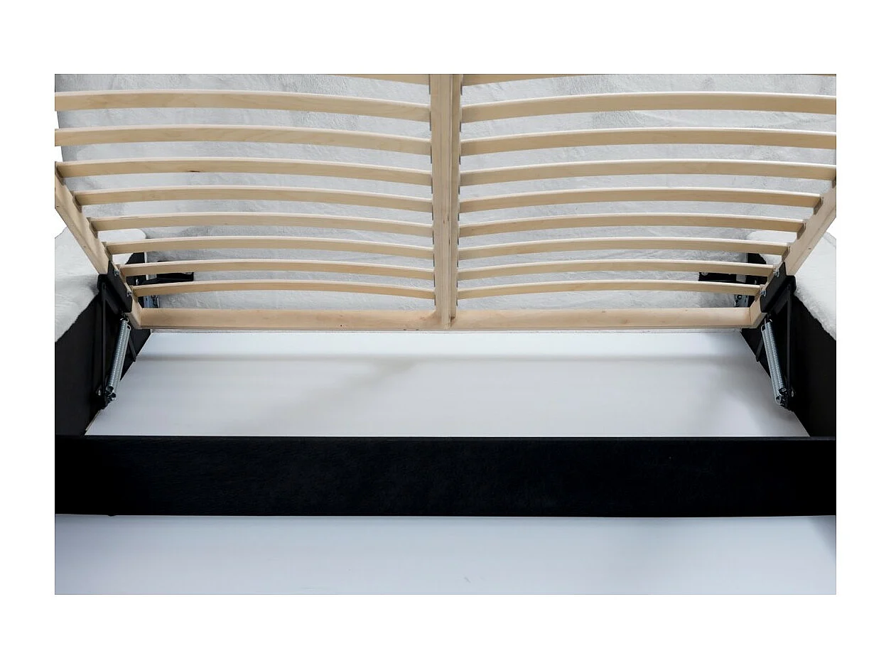 Cama con canapé ORLANE – Blanco Nube Polar – 160x200 cm – Somier elevable – Diseño de alta gama