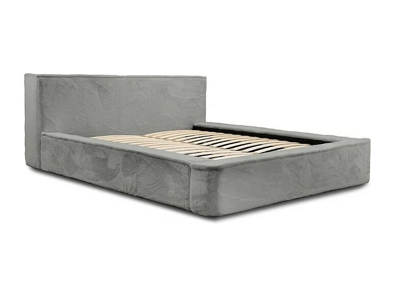 Cama baú ORLANE – Cinza Carvão Mineral Polar – 140x200 cm – Estrado elevatório – Design de alta qualidade