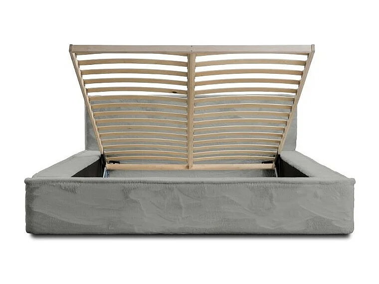 Cama baú ORLANE – Cinza Carvão Mineral Polar – 140x200 cm – Estrado elevatório – Design de alta qualidade