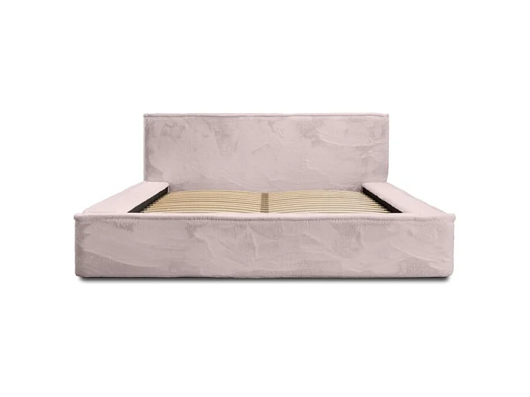 Cama baú ORLANE – Rosa Pó Polar – 180x200 cm – Estrado elevatório – Design de alta qualidade