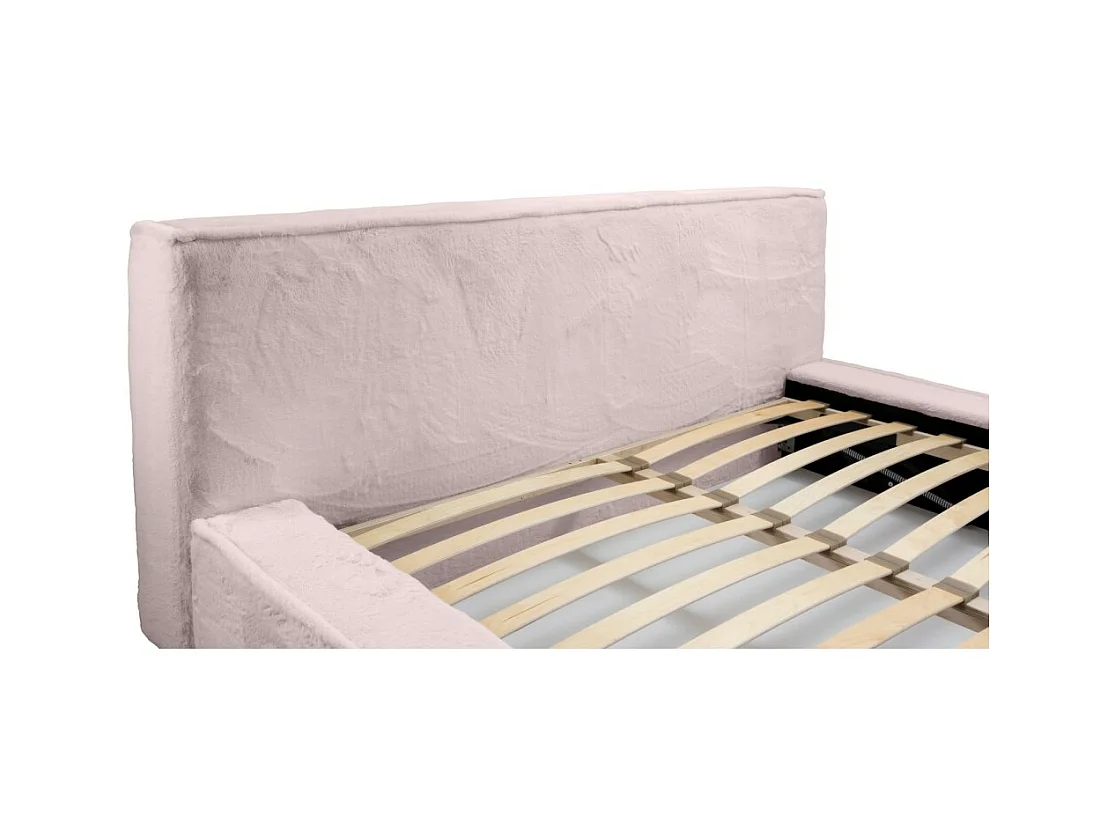 Cama baú ORLANE – Rosa Pó Polar – 180x200 cm – Estrado elevatório – Design de alta qualidade