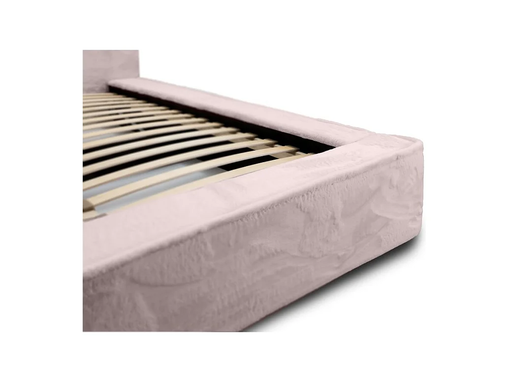 Cama baú ORLANE – Rosa Pó Polar – 180x200 cm – Estrado elevatório – Design de alta qualidade