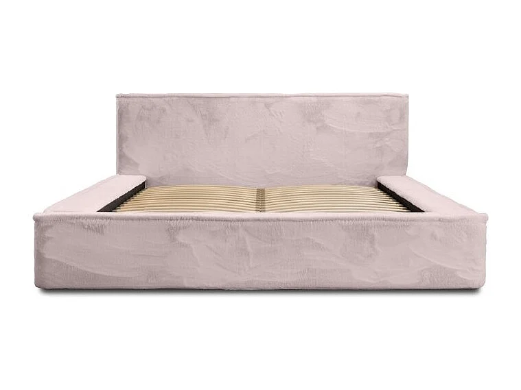 Cama baú ORLANE – Rosa Pó Polar – 180x200 cm – Estrado elevatório – Design de alta qualidade