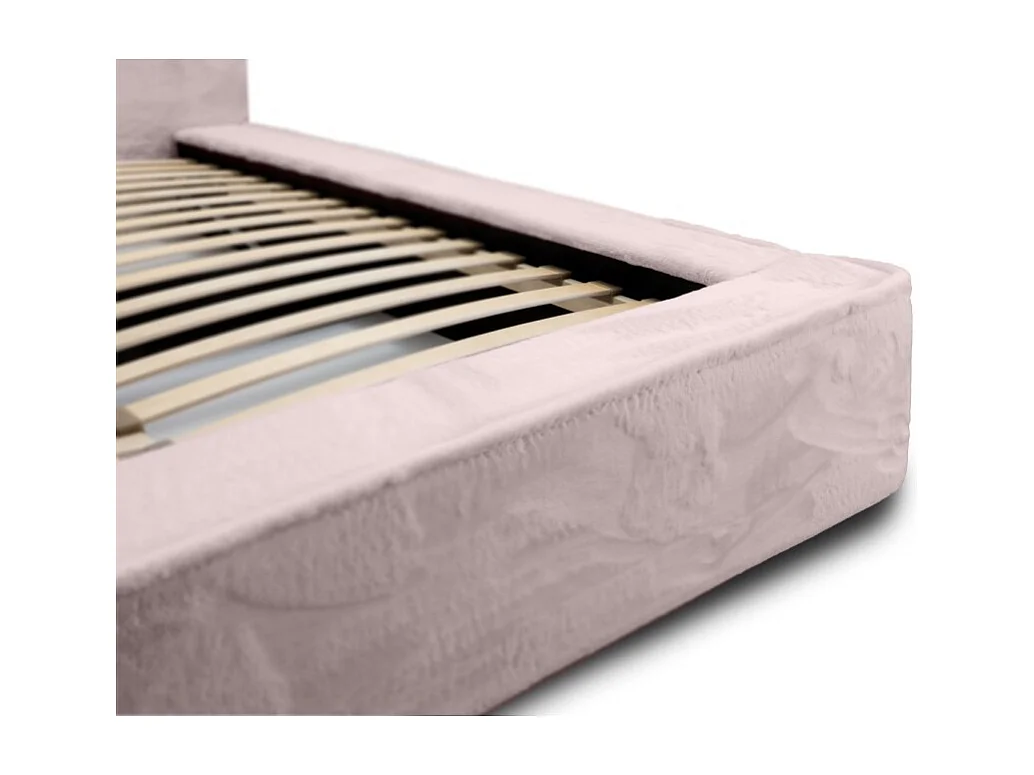 Cama baú ORLANE – Rosa Pó Polar – 180x200 cm – Estrado elevatório – Design de alta qualidade
