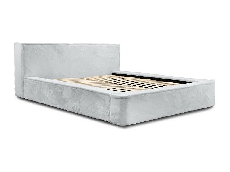 Cama com baú ORLANE – Branco Nuvem Polar – 140x200 cm – Estrado elevatório – Design de alta qualidade