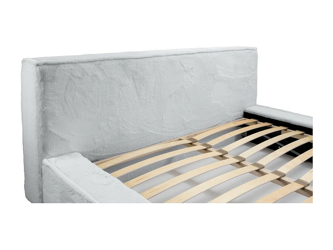 Cama com baú ORLANE – Branco Nuvem Polar – 140x200 cm – Estrado elevatório – Design de alta qualidade