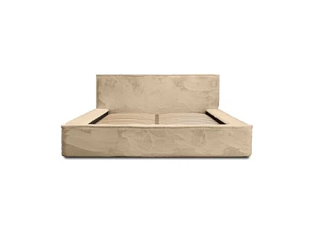 Cama con canapé ORLANE – Beige Polvo de miel polar – 160x200 cm – Somier elevable – Diseño de alta gama