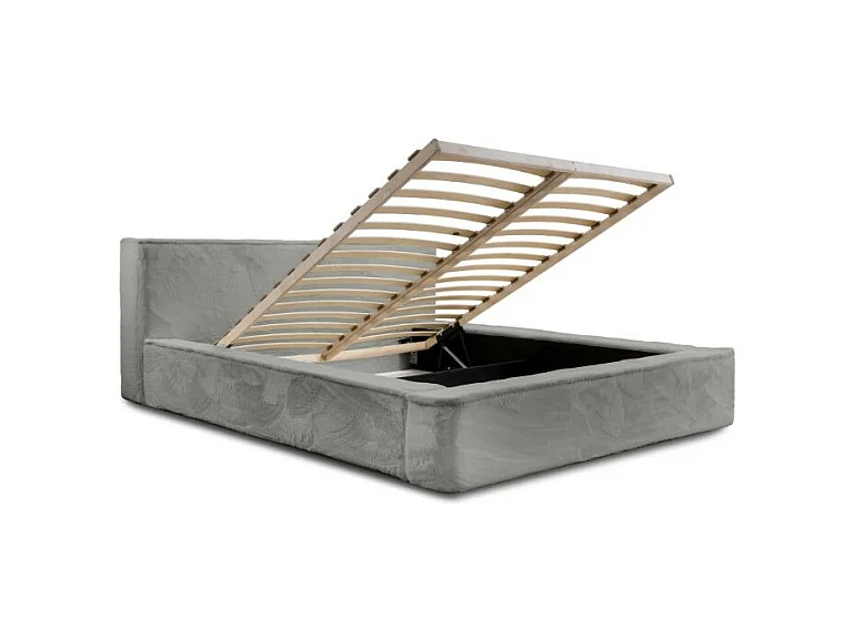 Lit coffre ORLANE – Cinza Carvão Mineral Polar – 180x200 cm – Estrado elevatório – Design de alta qualidade