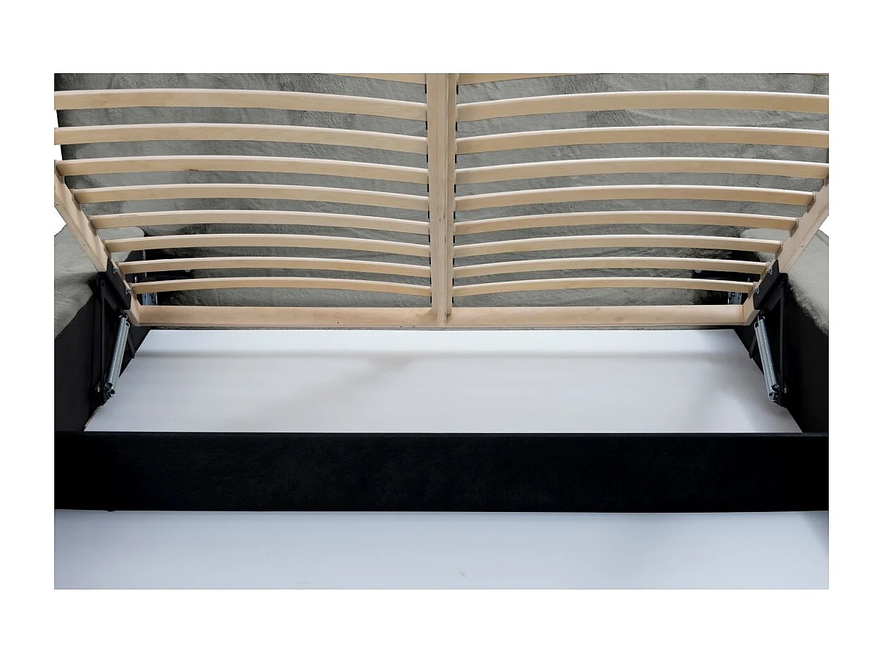 Lit coffre ORLANE – Cinza Carvão Mineral Polar – 180x200 cm – Estrado elevatório – Design de alta qualidade