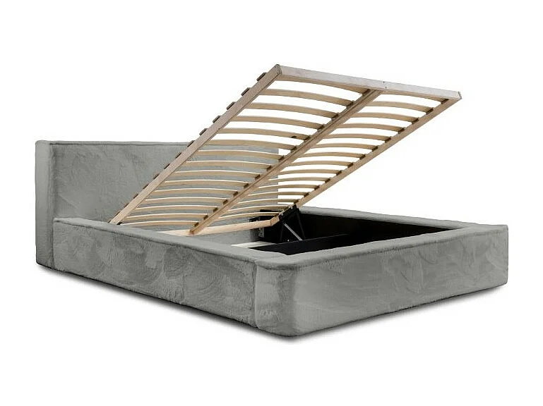 Lit coffre ORLANE – Cinza Carvão Mineral Polar – 180x200 cm – Estrado elevatório – Design de alta qualidade