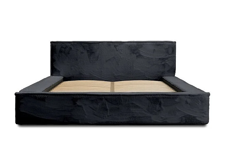 Cama con canapé ORLANE - Negro Pizarra polar - 160x200 cm - Somier elevable - Diseño de alta gama